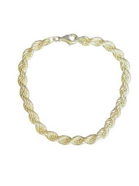 925 Sterling Silver Twisted Rope Chain Bracelet With Lobster Clasp Closure